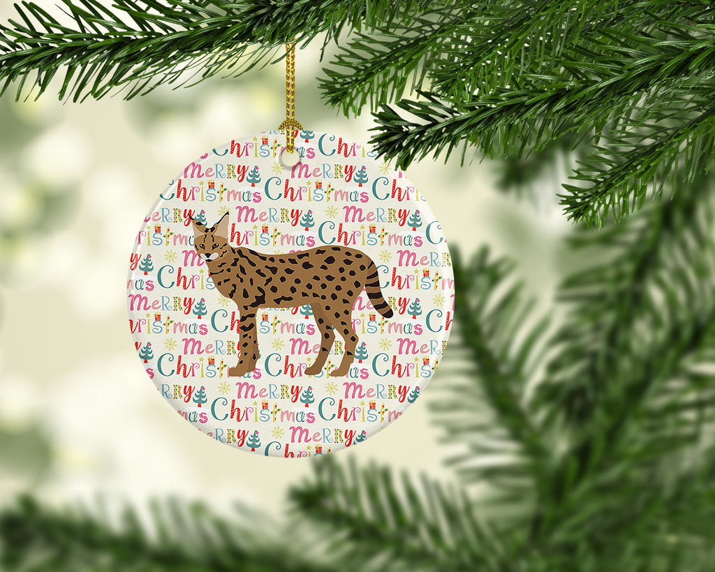 Savannah #3 Cat Christmas Ceramic Ornament