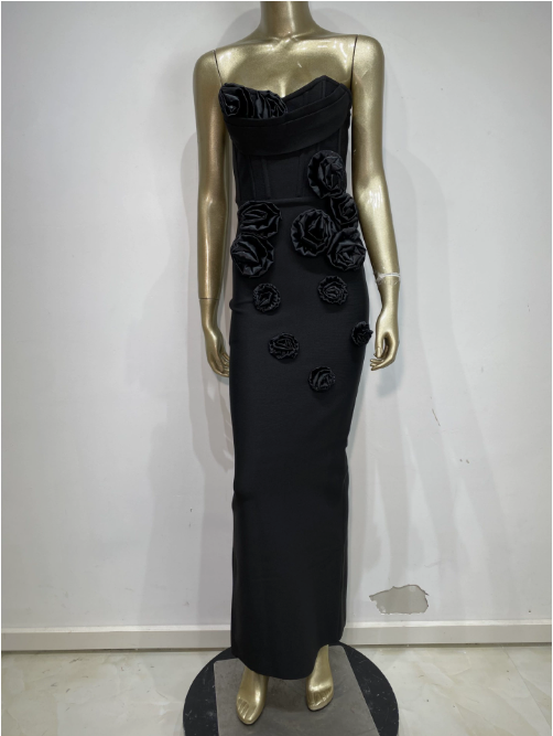 Bandage Tube Top Applique Dress