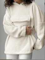 Knitted Lambswool Hooded Long Sleeve Sweater for Fall