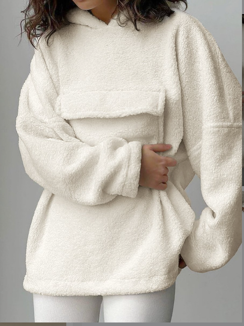 Knitted Lambswool Hooded Long Sleeve Sweater for Fall