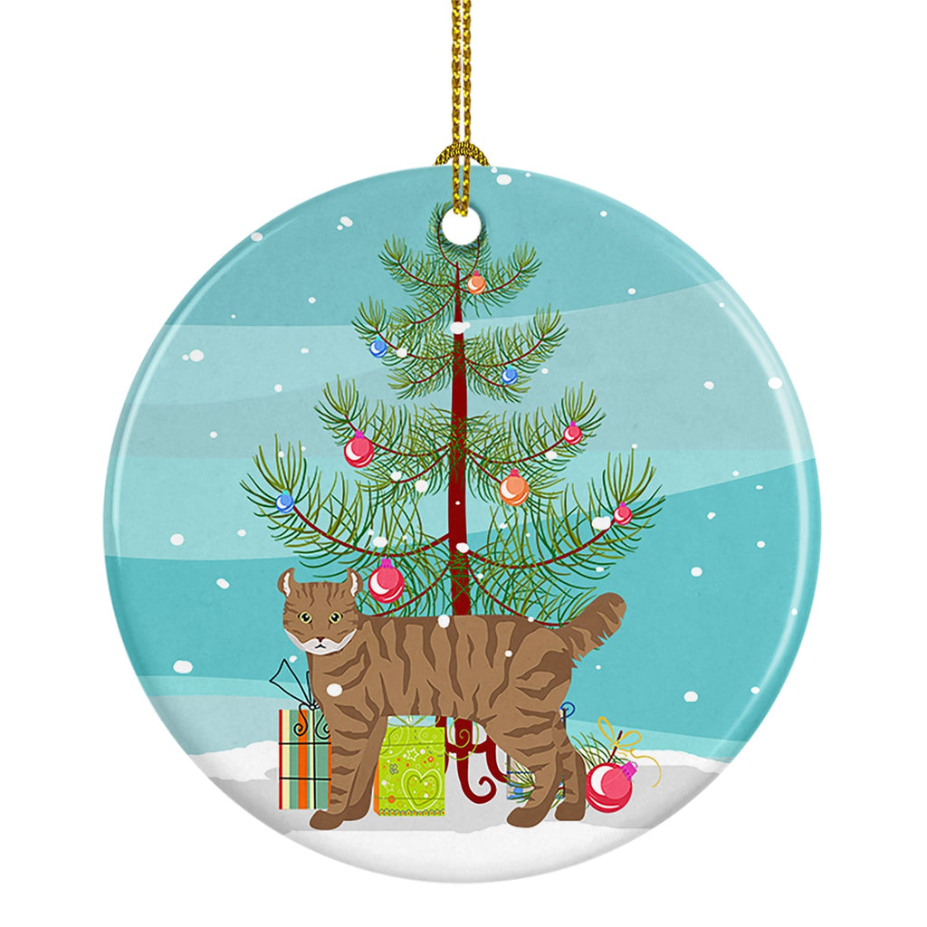 Highlander Lynx Cat Christmas Ceramic Ornament