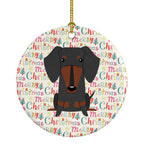 Merry Christmas Dachshund Black Tan Ceramic Ornament