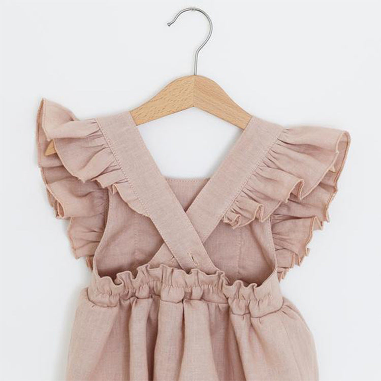 Cotton Linen Triangle Bodysuit for Girls (Romper)