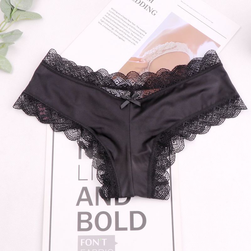 Youthful Triangle Panties with Lace Bow Design