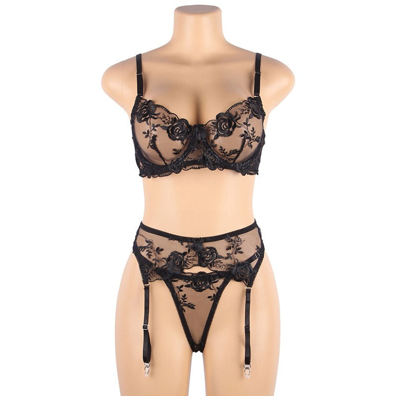 Lace Embroidered Bra Set