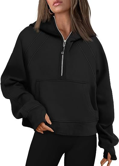 Women's Fashion Simple Half Zipper Hooded Sweatshirt Loose Sweater | Streetwear