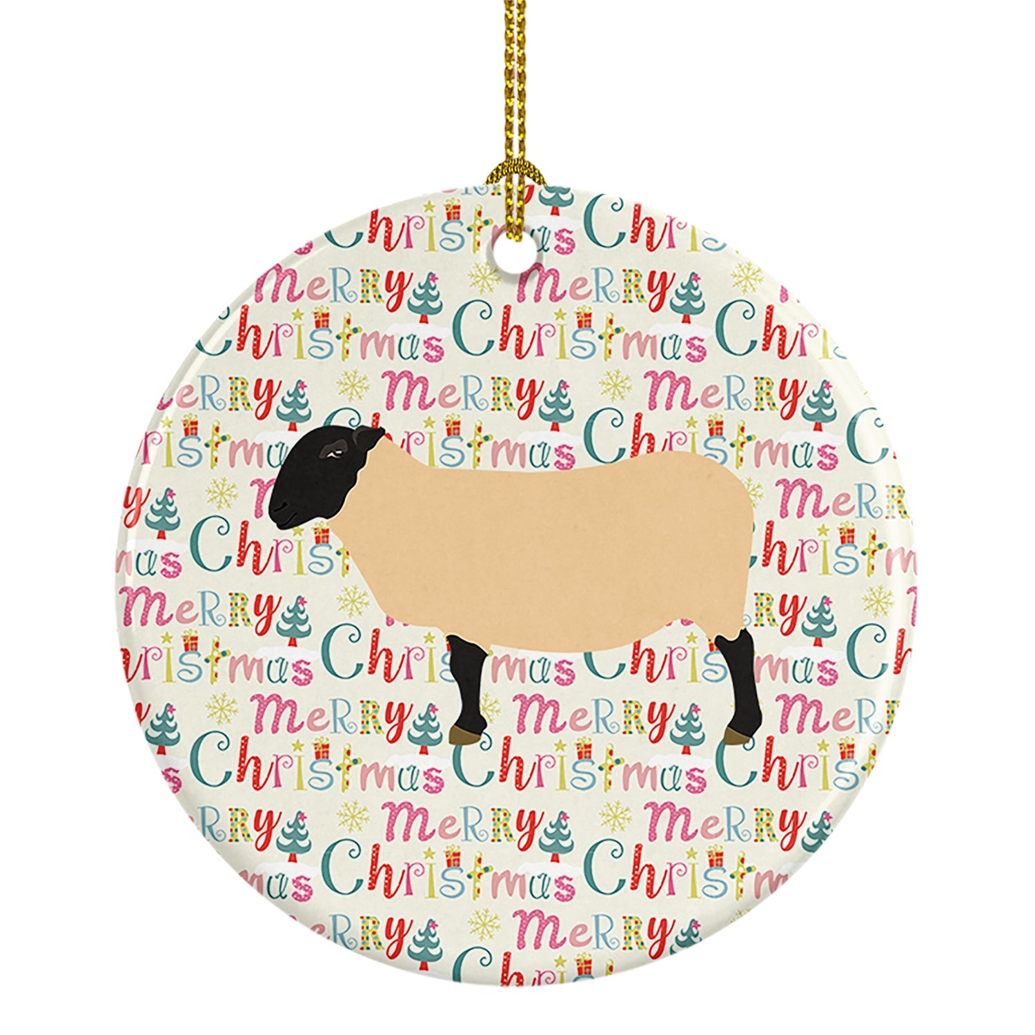 Suffolk Sheep Christmas Ceramic Ornament