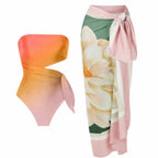 Bohemian Women's Swimsuit Set with Printed Long Pants