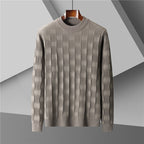 Men's Plus Size Jacquard Knitted Half Turtleneck Sweater