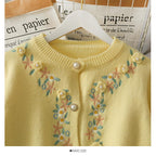 Vintage Floral Embroidered Women's Cardigan Sweater