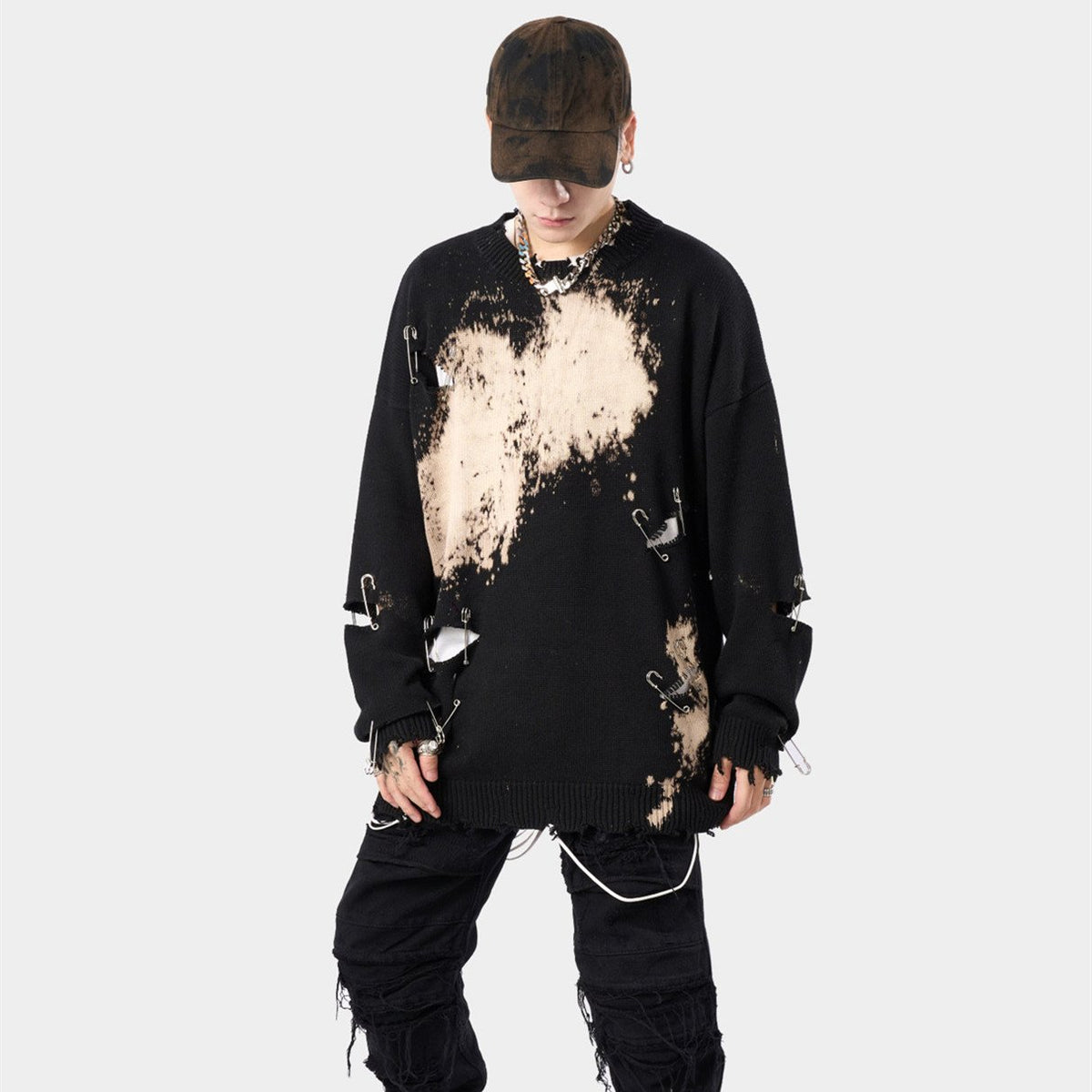 Tie-Dye High Street Hip-Hop Ripped Sweater