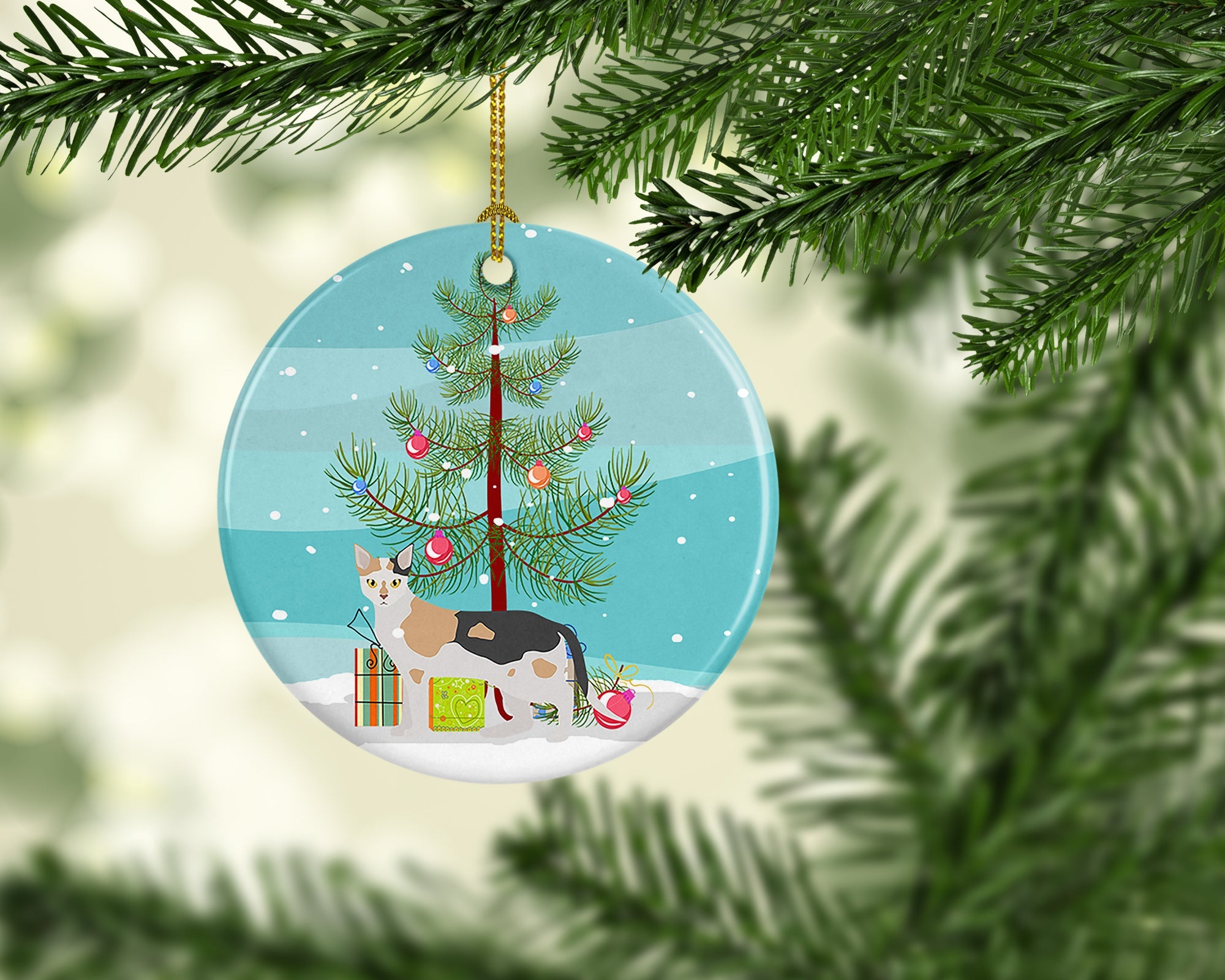 Malayan Cat Christmas Ceramic Ornament