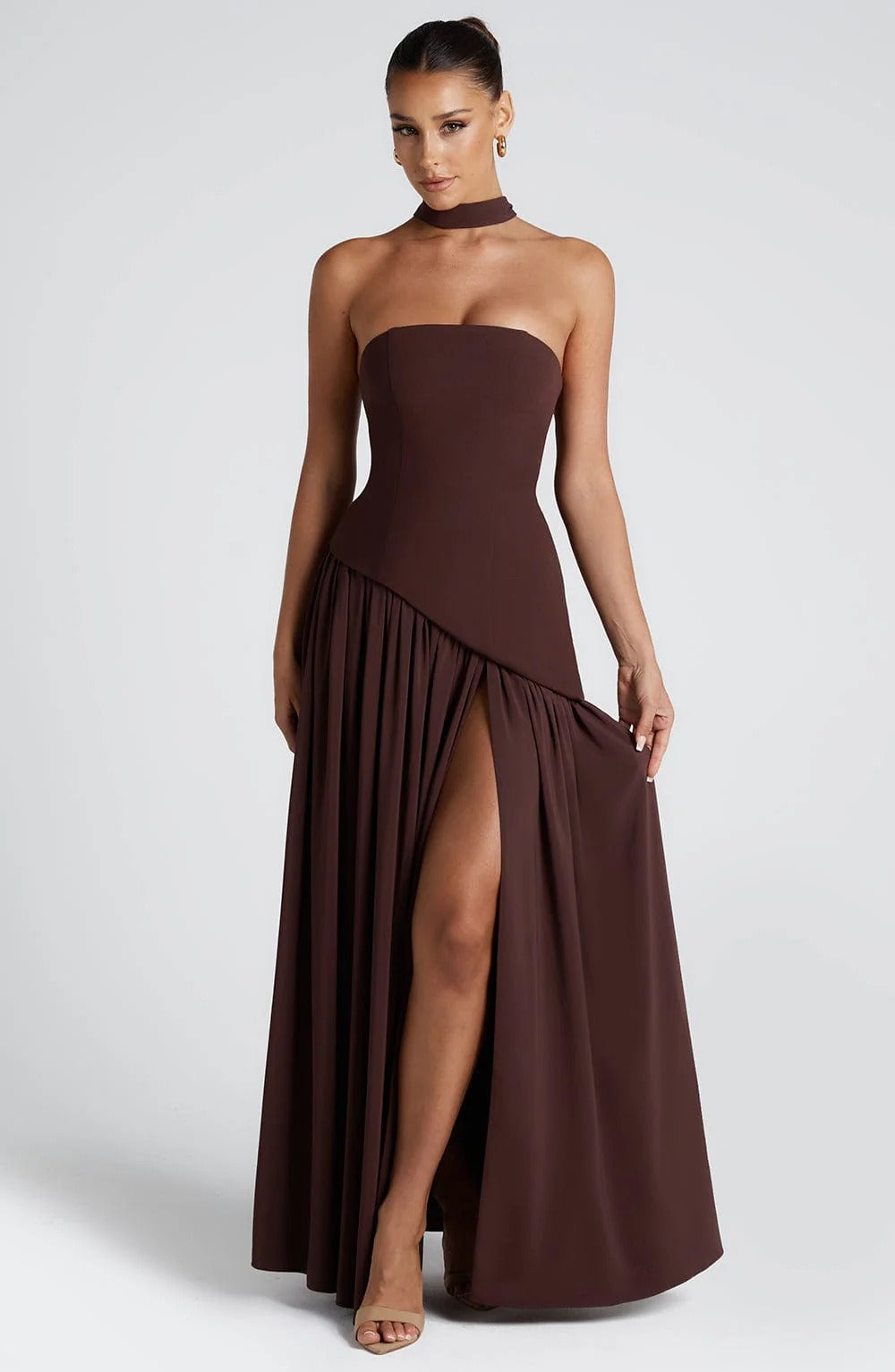 Sexy Backless Tube Top Split Dress