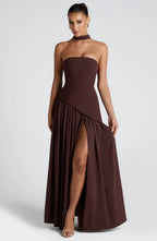 Sexy Backless Tube Top Split Dress