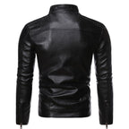 Men's Lightweight Striped PU Leather Jacket (Plus Size)