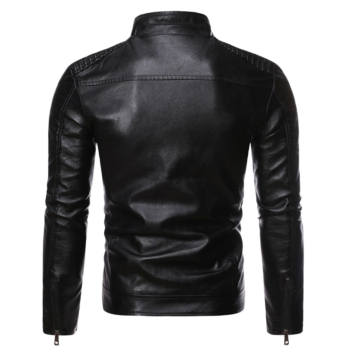 Men's Lightweight Striped PU Leather Jacket (Plus Size)