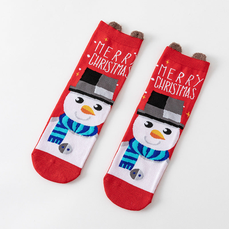Cute Elk Cartoon Cotton Christmas Socks for New Year