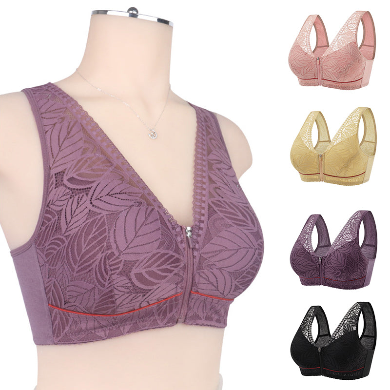 Soft Cotton Lace Bra for Elderly Women, Large Size