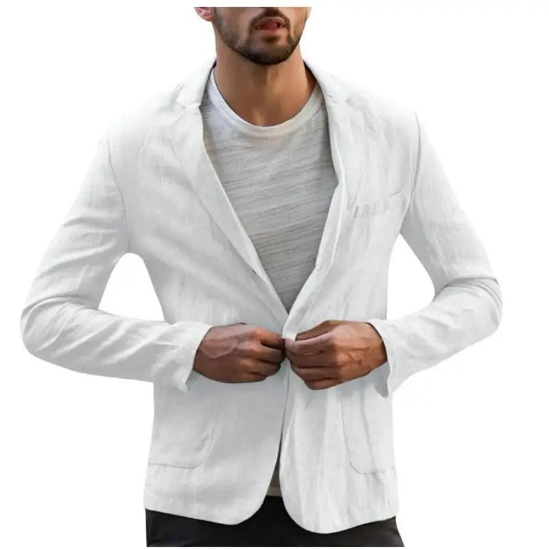 2023 Men's Casual Cotton Linen Loose Suit Coat