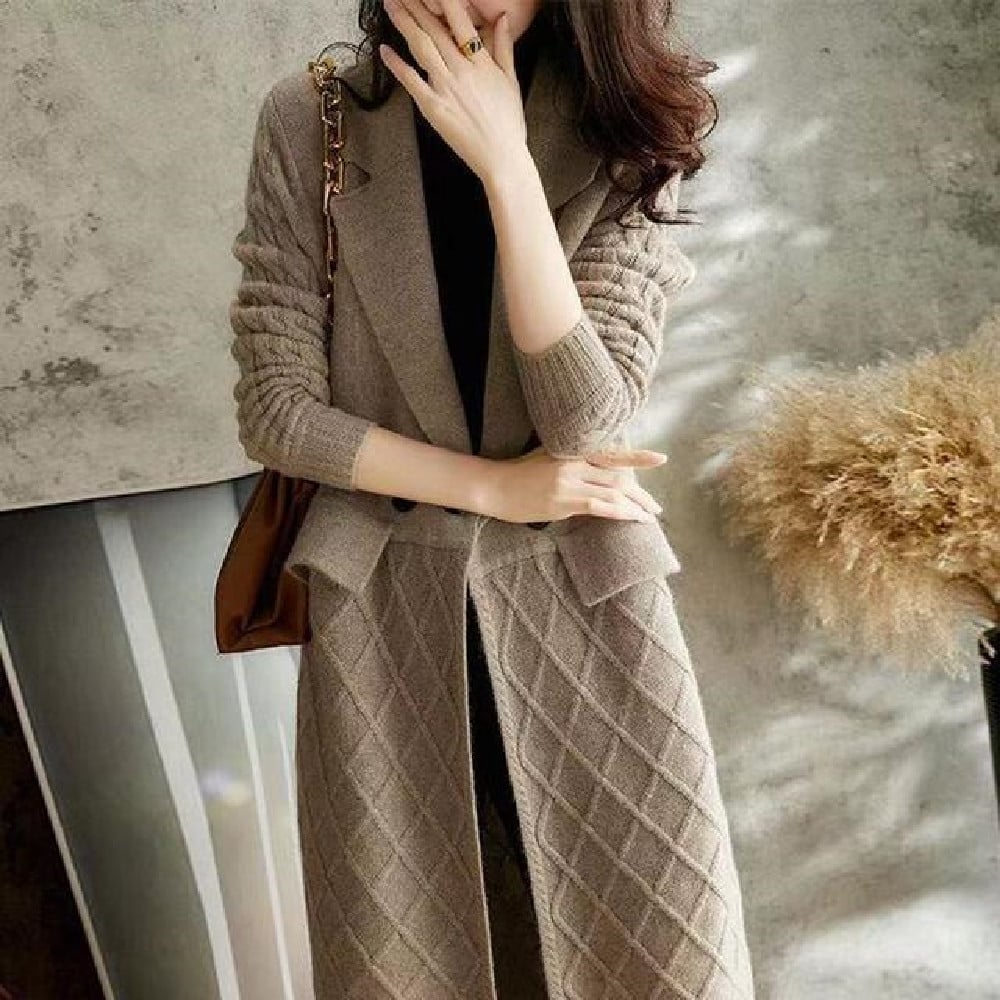 Thickened Solid Color Women's Sweater Coat