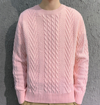 Men's Thick Yarn Knitted Sweater with Twists