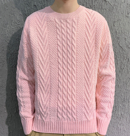 Men's Thick Yarn Knitted Sweater with Twists