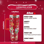 Christmas Stainless Steel Mug 40oz with Handle & Straw