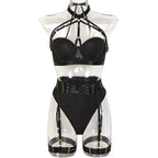 Lingerie 3-Piece Set with Complex Straps and Backless Design