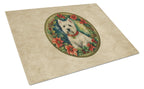 Westie Christmas Flowers Glass Cutting Board