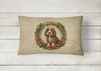 Petit Basset Griffon Vendeen Christmas Flowers Throw Pillow