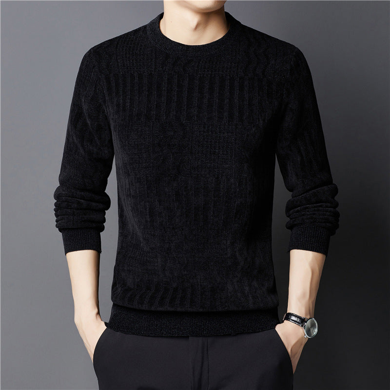 Casual Jacquard Crew Neck Undercoat Sweater