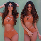 Red Bikini Set with Crossed Front Straps