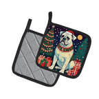 White Boxer Christmas Pair of Pot Holders