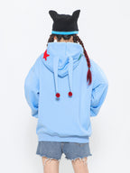 Embroidered Teddy Bear Ear Hooded Wool Coat | Streetwear