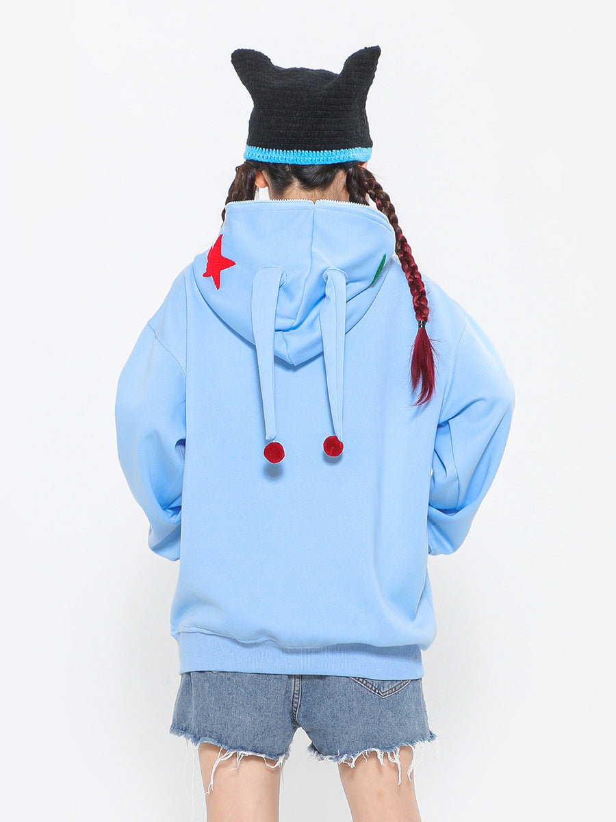 Embroidered Teddy Bear Ear Hooded Wool Coat | Streetwear