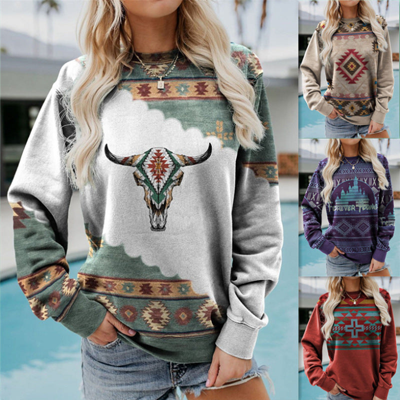 Vintage Western Style Women's Sweatshirt - Casual Pullover | Streetwear