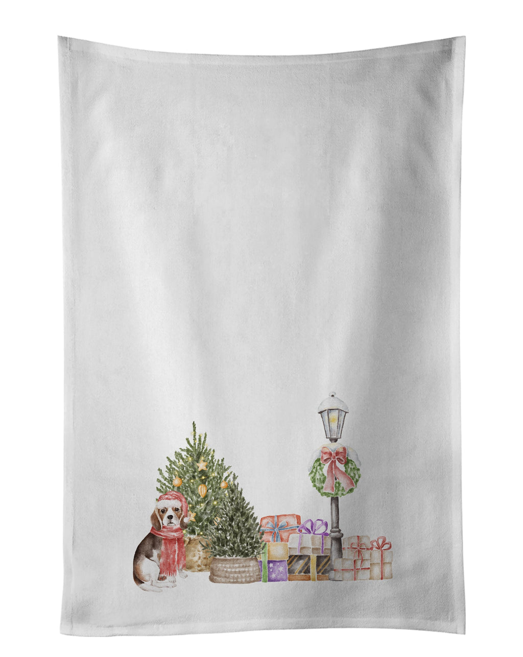 Beagle Tricolor with Christmas Wonderland Kitchen Towel Set of 2