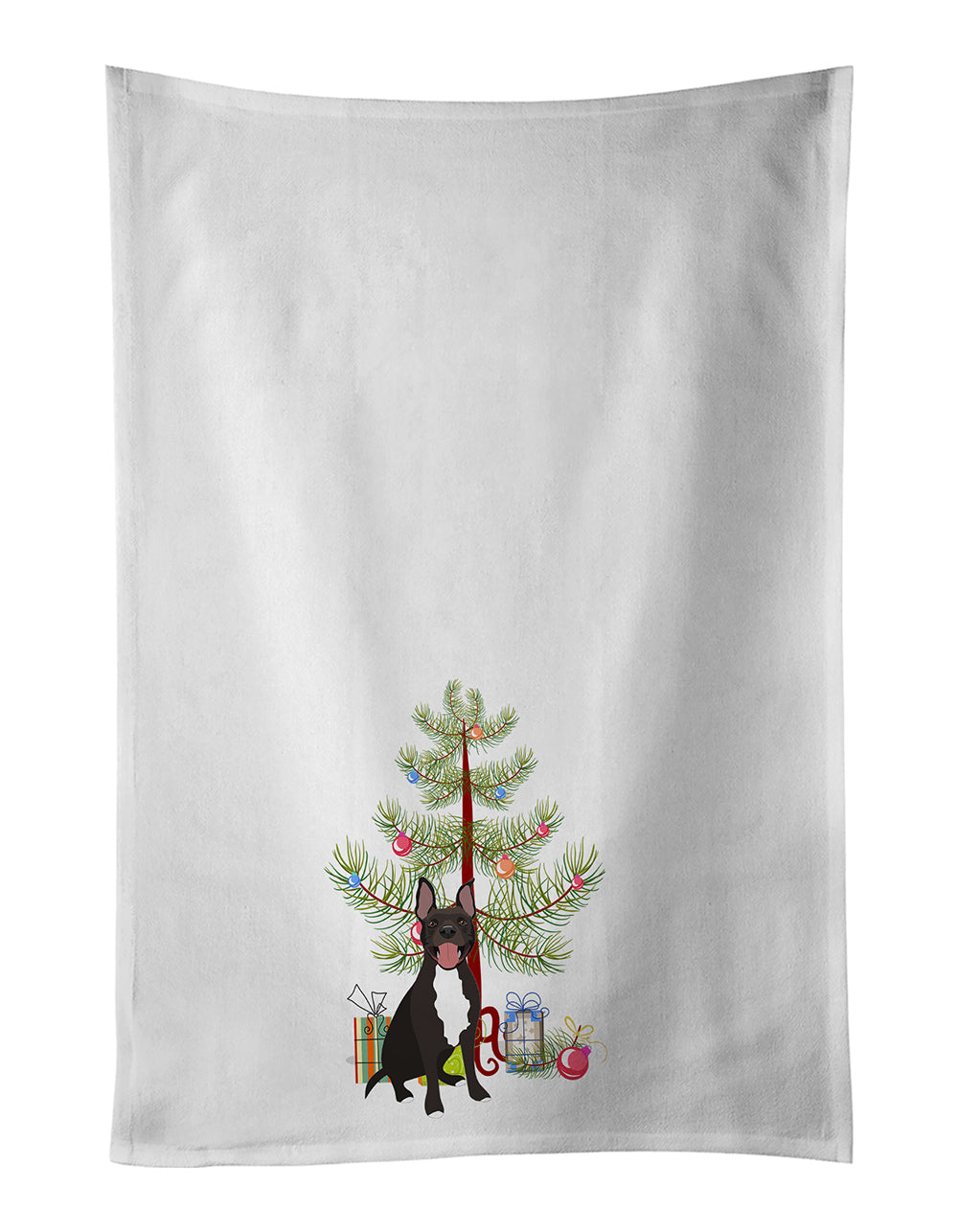 Pit Bull Black #4 Christmas Kitchen Towel Set of 2