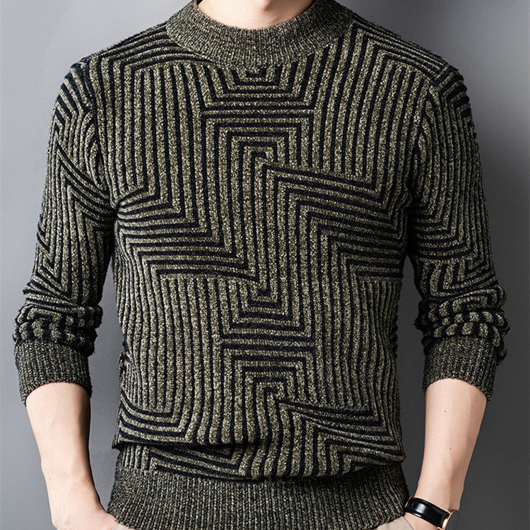 Men's Thick Chenille Half-High Collar Knit Sweater