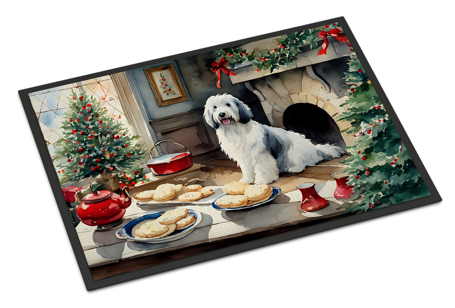 Old English Sheepdog Christmas Cookies Doormat