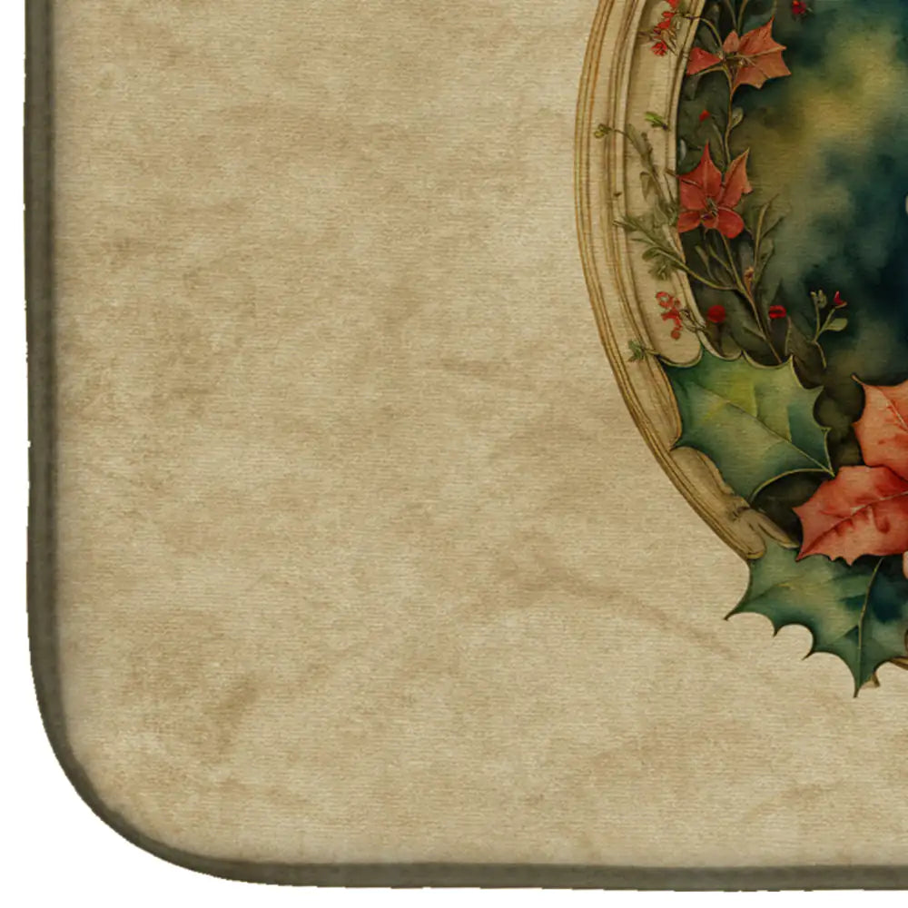Maltese Christmas Flowers Dish Drying Mat