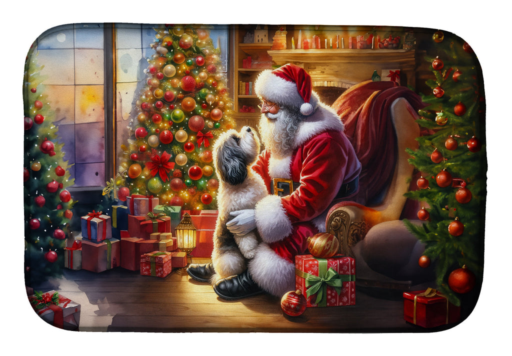 Havanese and Santa Claus Dish Drying Mat