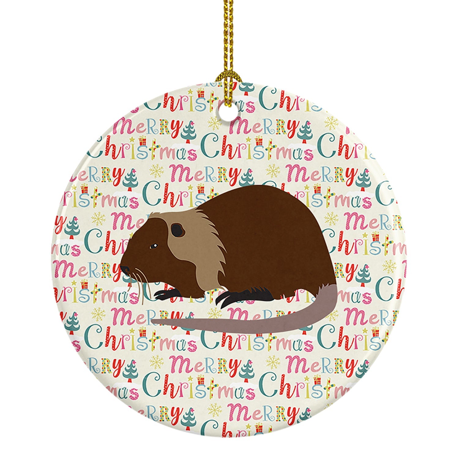 Coypu Nutria River Rat Christmas Ceramic Ornament