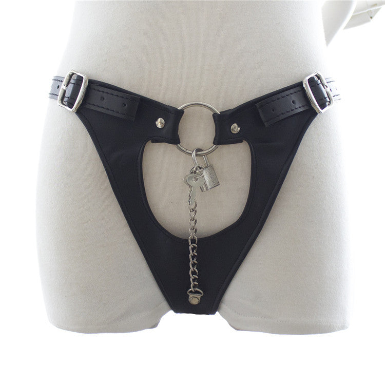 Women's Leather Pants and Bondage Underwear Set