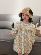 Cotton Linen Baby Princess Floral Dress in Pastoral Style