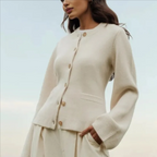 Women's Knitted Cardigan Coat – Relaxed Fit Round-Neck Sweater for Autumn & Winter