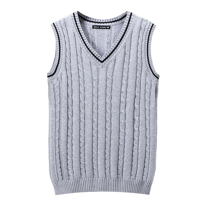 Men's V-neck Twisted Pullover Vest Sweater