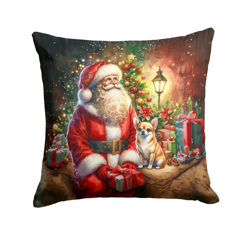 Chihuahua and Santa Claus Throw Pillow