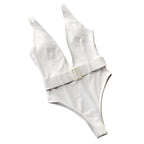 Multi-Color High-Waist Triangle One-Piece Swimsuit