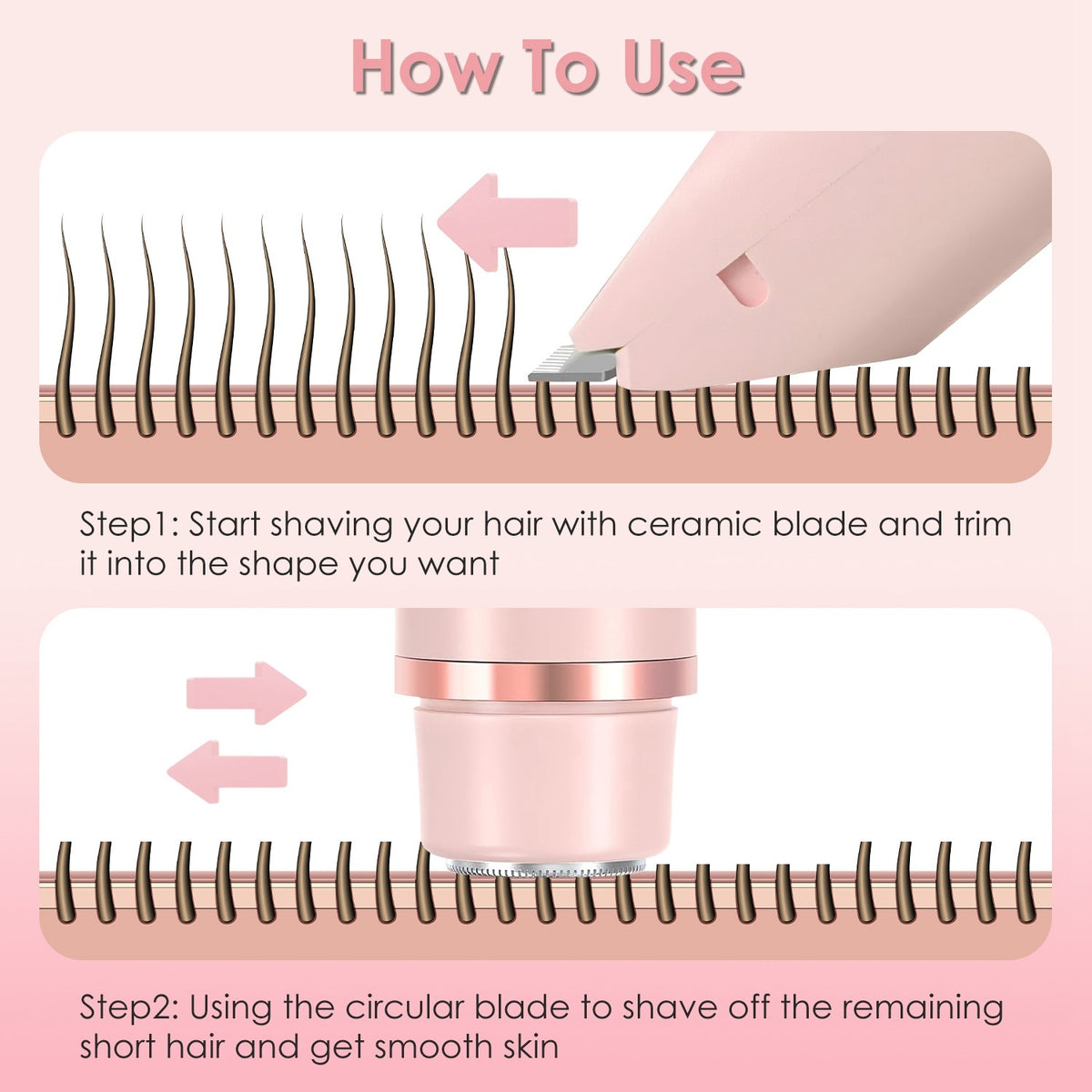 2-in-1 Waterproof Bikini Trimmer for Women